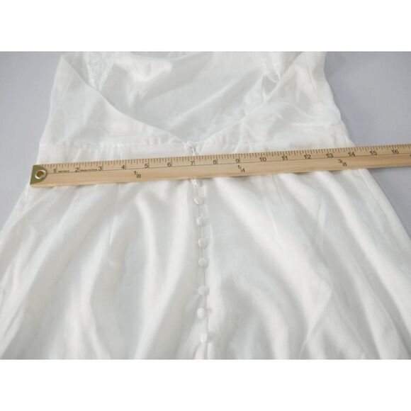 Lulu's White Satin Lace Backless Halter Maxi Formal, wedding Dress S - Picture 11 of 11